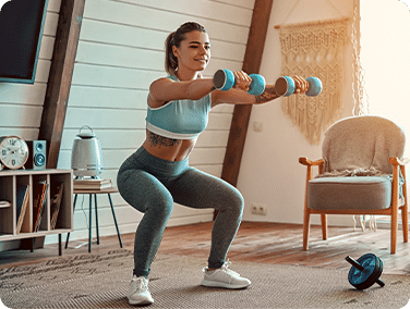 Woman doing exercises at home.